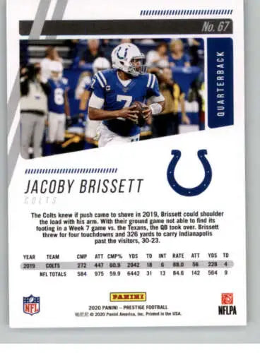 2020 Panini Prestige #67 Jacoby Brissett football card in original gloss condition