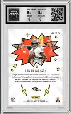 Graded Lamar Jackson football card from Panini Prestige Lamar collection