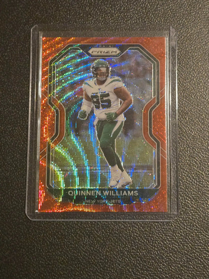 Quinnen Williams Prizm Red Wave football card from 2020 Panini Prizm series