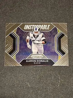 Aaron Donald football card from Panini Prizm 2020 Unstoppable series