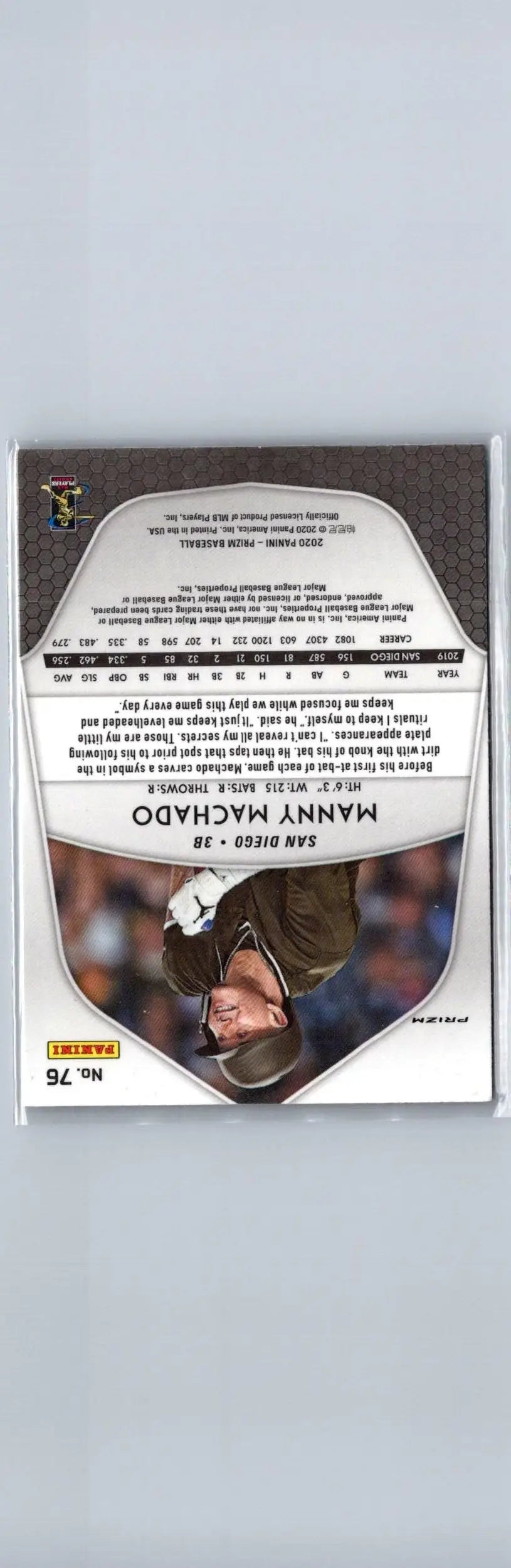 Baseball trading card of Manny Machado Red from 2020 Panini Prizm series