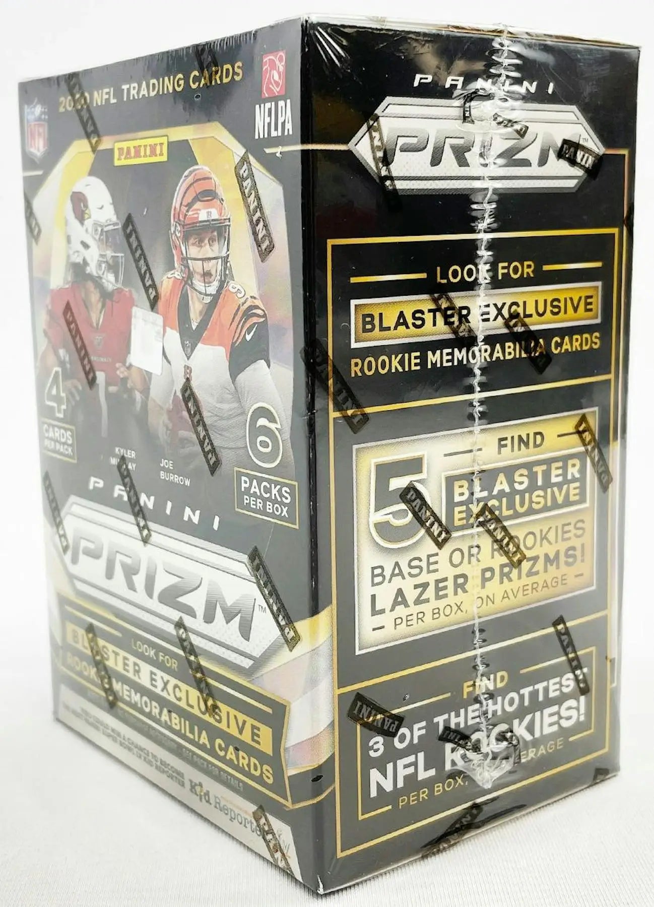 Sealed box of 2021 Panini Prizm NFL trading cards with lazer prizms and prizm parallels