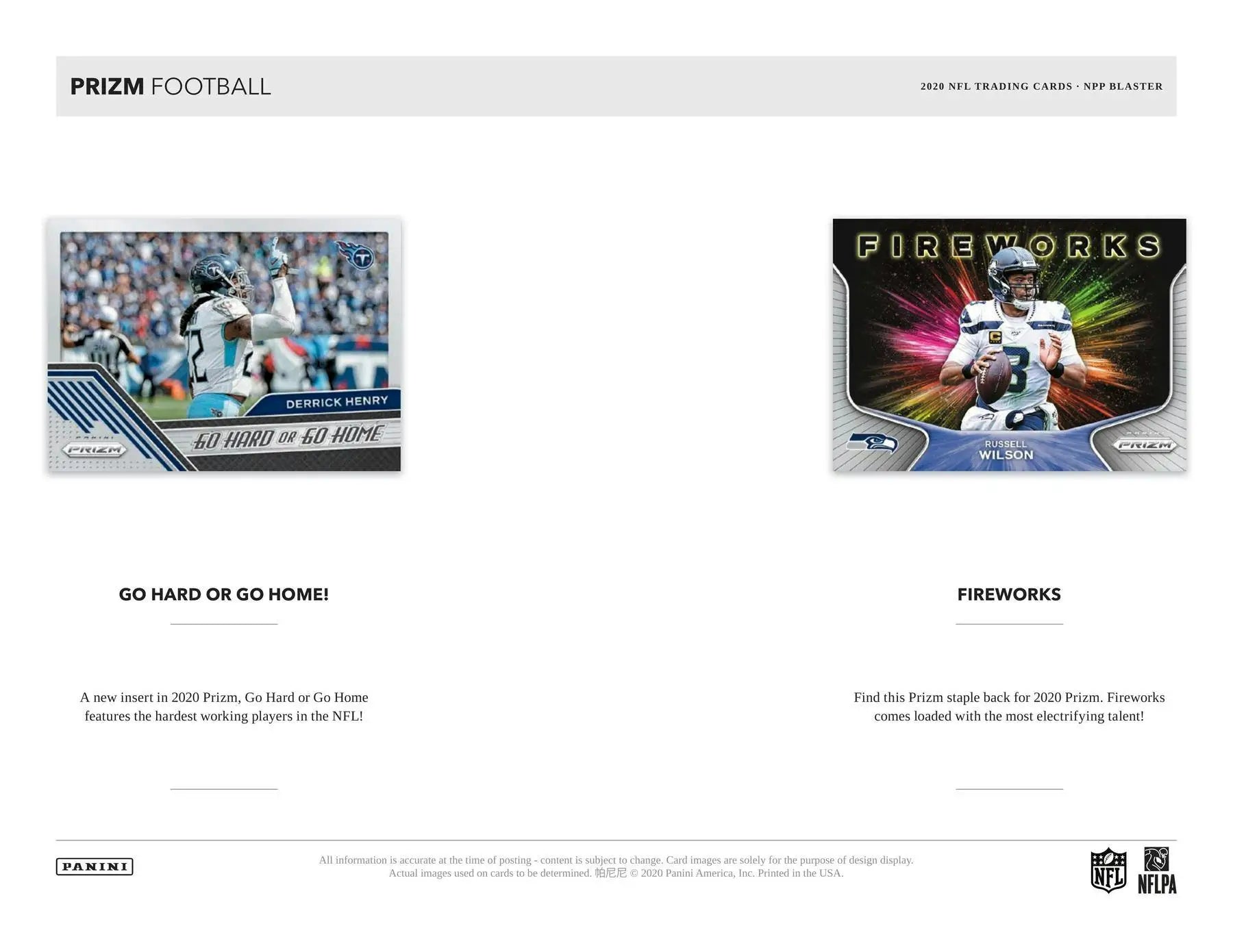 Football trading cards featuring Lazer Prizms, Blue Prizm, and Prizm Parallels from 2020 Panini Prizm Blaster Box