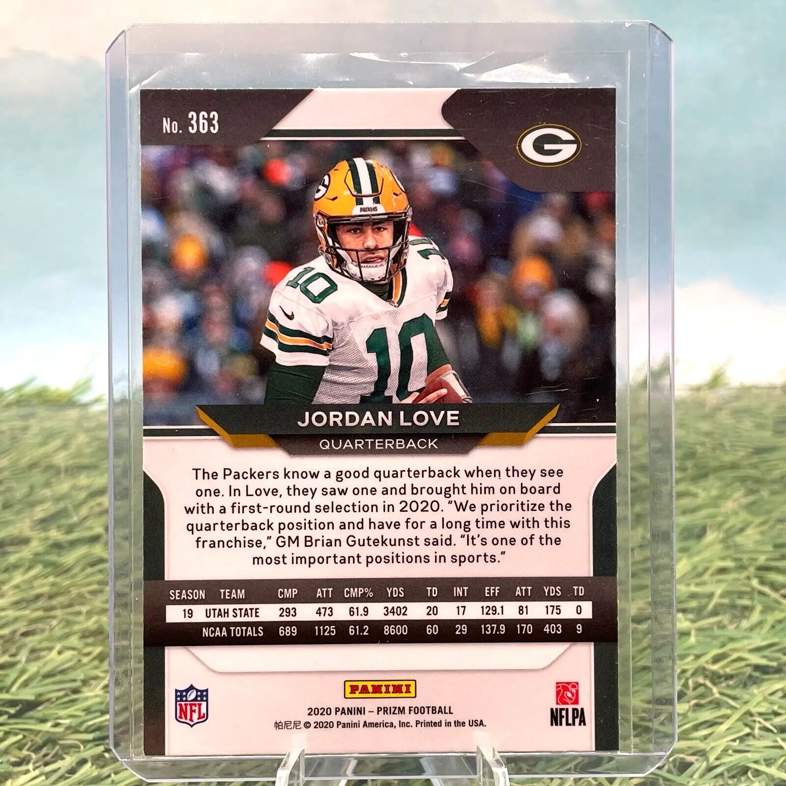 Jordan Love Football Card from 2020 Panini Prizm for Green Bay Packers fans