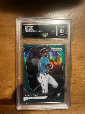 Graded Kyle Lewis rookie card from 2020 Panini Prizm Green Prizm series