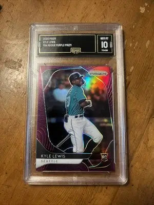 Graded Kyle Lewis rookie card 2020 Panini Prizm Purple Prizm Gem Mint 10