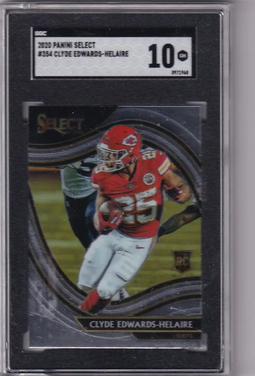 Graded Kansas City Chiefs Clyde Edwards-Helaire Panini Select football card in SGC 10