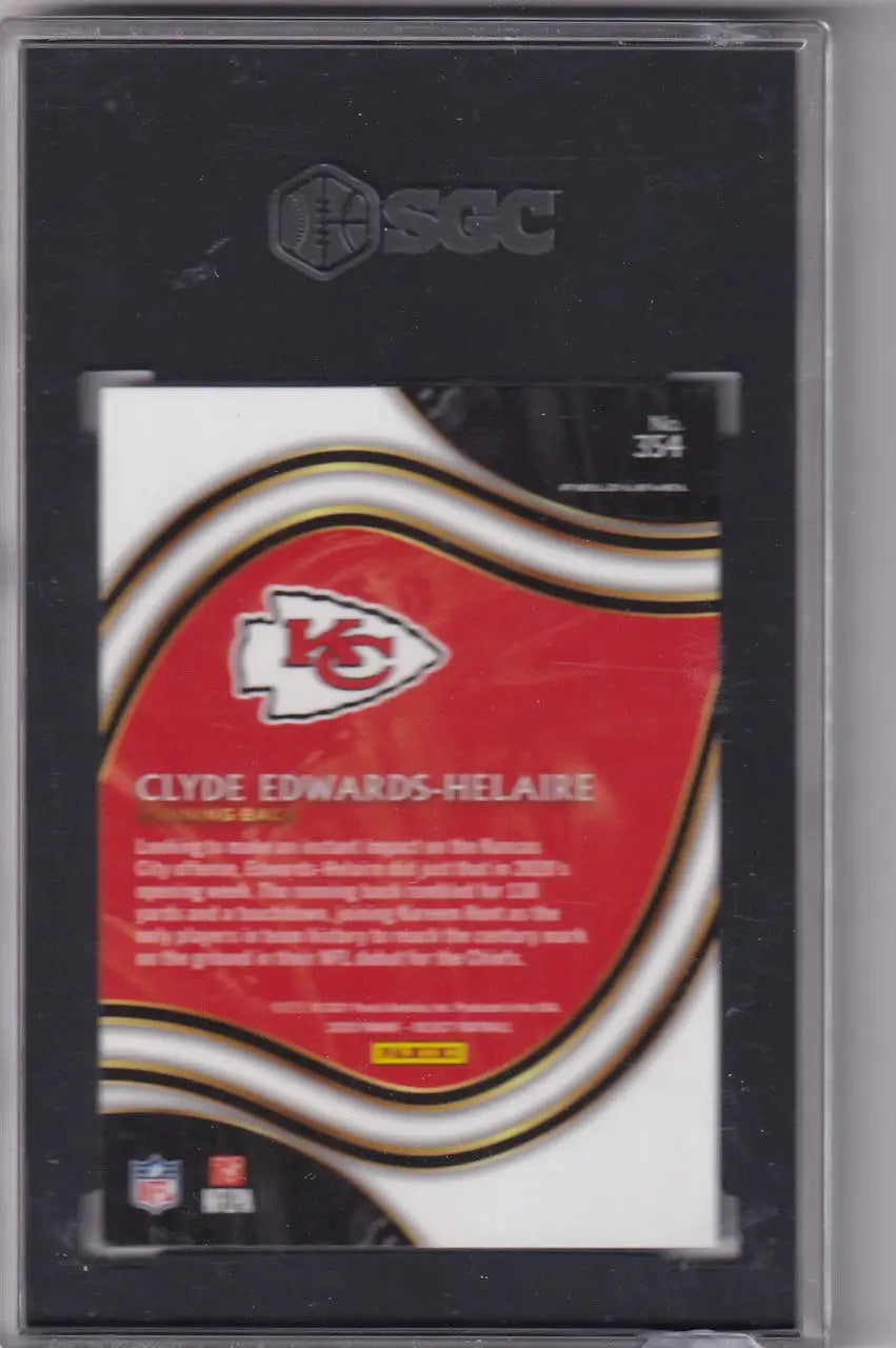 Football card featuring Clyde Edwards-Helaire from Panini Select Kansas City Chiefs