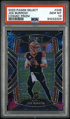 Graded 2020 Panini Select Joe Burrow #246 Cosmic Prizm Football PSA 10 card