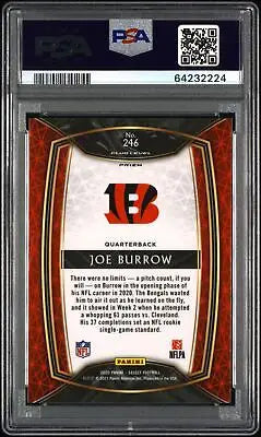 Graded Panini Select Joe Burrow #246 Cosmic Prizm Football Card PSA 10 for collectors