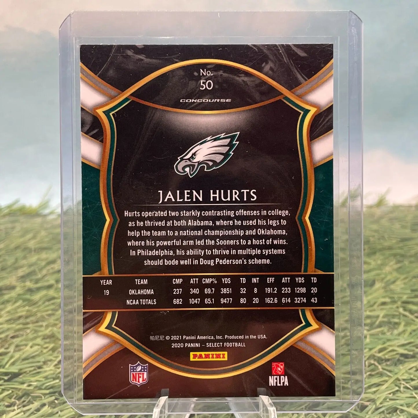 Jalen Hurts 2020 Panini Select Rookie Card #50 Philadelphia Eagles Football Collectible