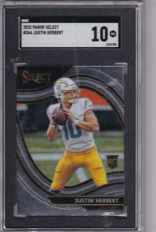 2020 Panini Select SGC 10 Justin Herbert rookie card Los Angeles Chargers football