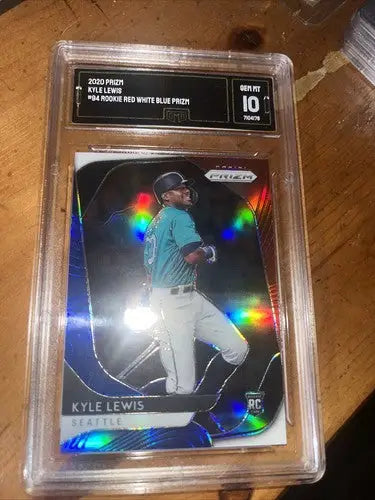 Graded Kyle Lewis Rookie Baseball Card 2020 Prizm GMA 10 with 6 Color Wave design