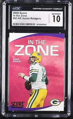 Graded Aaron Rodgers football card from 2020 Score Aaron featuring football CGC design