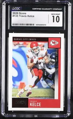 Graded Score Travis Kelce football card CGC 10 from 2020 Score Travis Kelce series