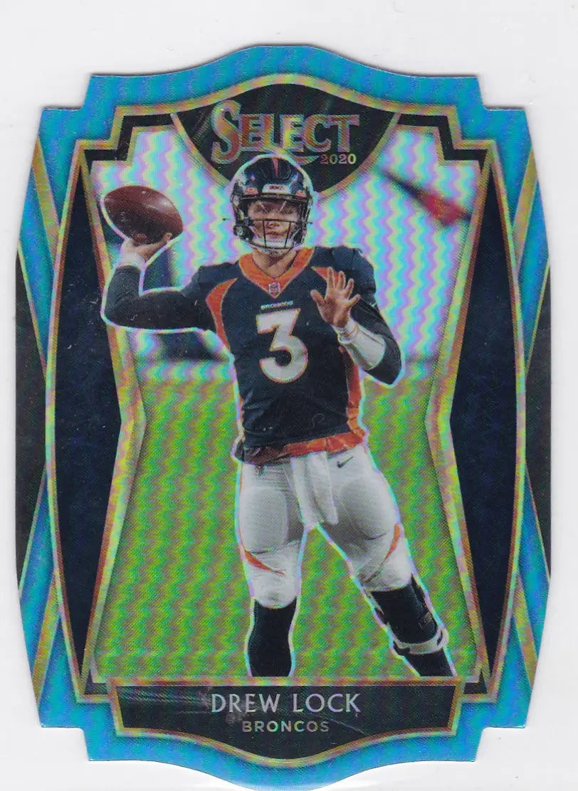 2020 Select Blue Die Cut Drew Lock Premiere Level Denver Broncos football trading card