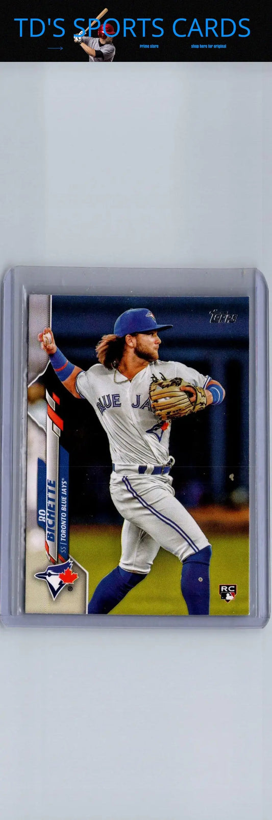 2020 Topps Bo Bichette Baseball Card showing Toronto Blue Jays player