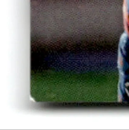 Close-up of textured Topps Baseball print featuring Mets Brandon Nimmo with a creased corner