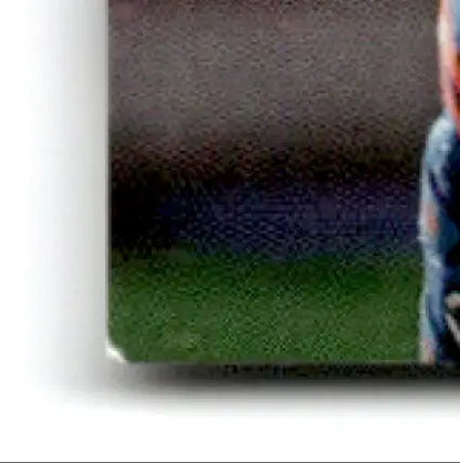Close-up of textured Topps Baseball print featuring Mets Brandon Nimmo with a creased corner