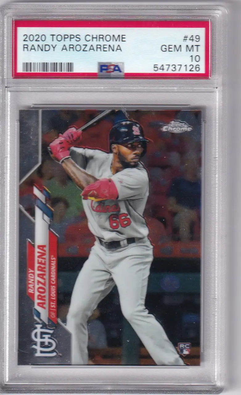 Graded Randy Arozarena PSA 10 baseball card from 2020 Topps Chrome #49, St Louis Cardinals