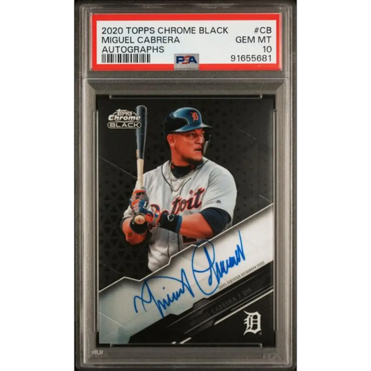 2020 Topps Chrome Black #CBA-CB Miguel Cabrera PSA 10 GEM MINT Auto Detroit Tigers Baseball Card