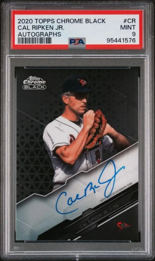 PSA 9 Mint Auto 2020 Topps Chrome Black Cal Ripken Jr Baltimore Orioles Baseball Card