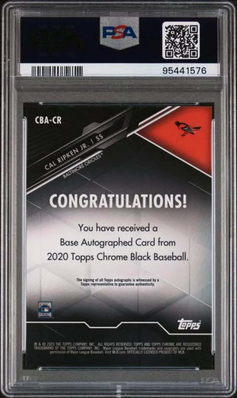 PSA-graded 2020 Topps Chrome Black Cal Ripken Jr. Baltimore Orioles Baseball Card