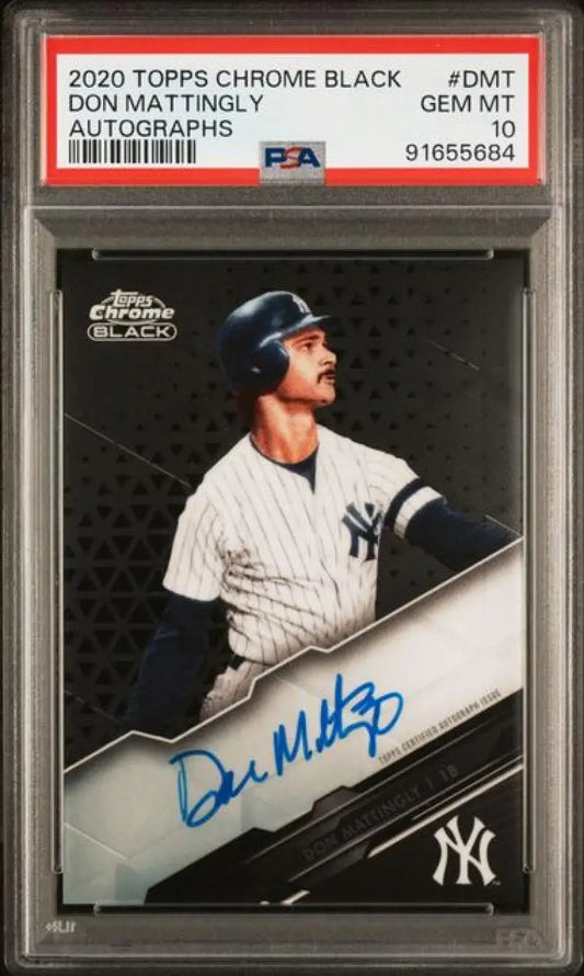 PSA 10 GEM MINT Don Mattingly autographed Topps Chrome Black Yankees baseball card