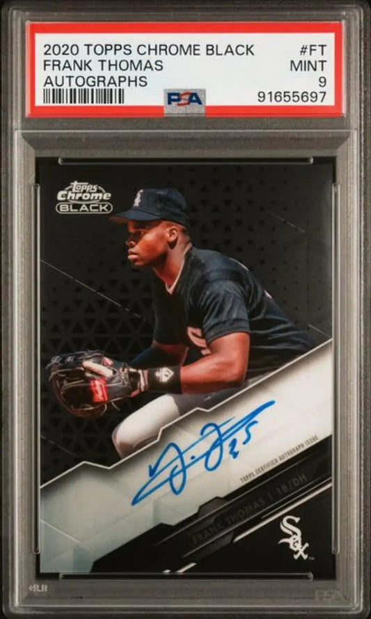 PSA-graded 2020 Topps Chrome Black Frank Thomas autographed baseball card White Sox