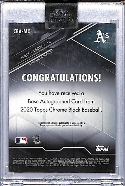 Congratulations card insert for 2020 Topps Chrome Black Matt Olson auto Oakland Athletics