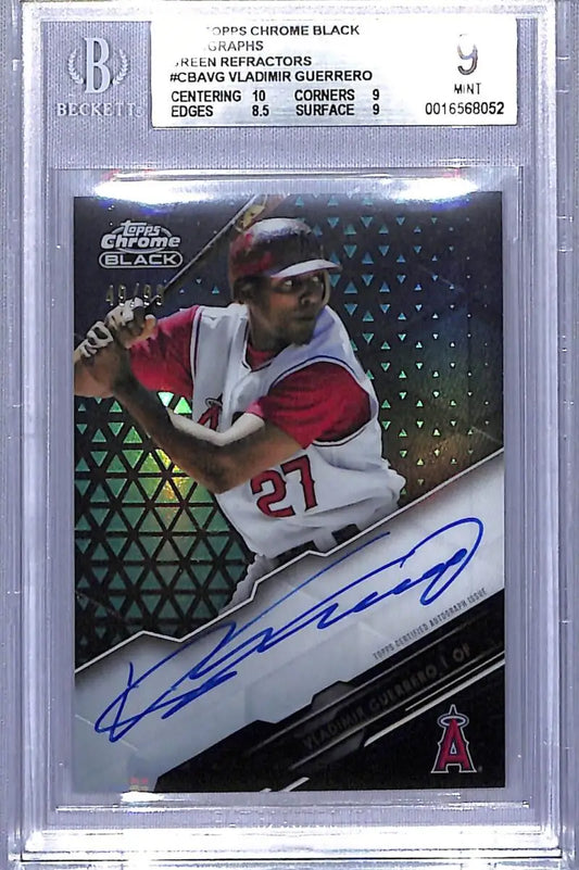 Graded Vladimir Guerrero Anaheim Angels Topps Chrome Black Refractors baseball card