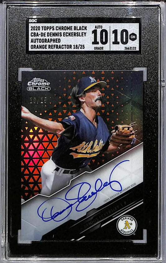 Dennis Eckersley Oakland Athletics Topps Chrome Black orange refractor autographed baseball card
