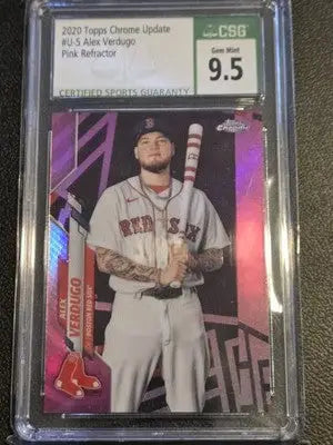 Graded Alex Verdugo baseball card from Topps Chrome Update with Pink Wave design in CSG 9.5