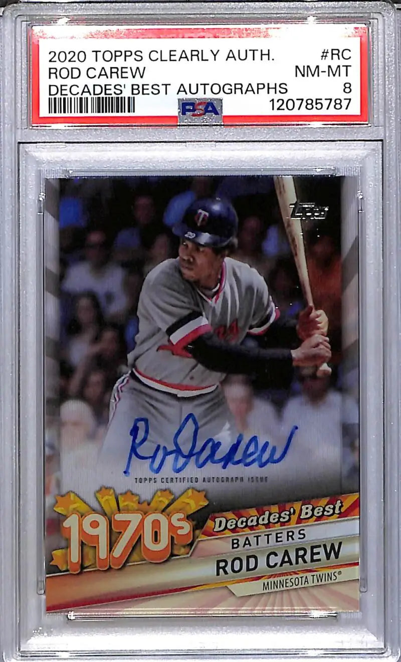 Authentic Decades Best Rod Carew autographed baseball card graded PSA 8 NM-MT