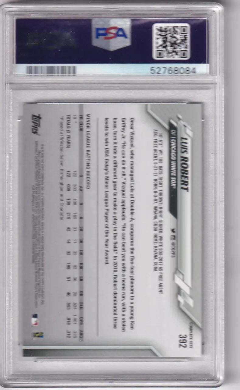 Graded Luis Robert baseball card from 2020 Topps Complete Set PSA 10 Chicago White Sox