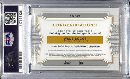 Wade Boggs Red Sox baseball card PSA graded in a protective slab from 2020 Topps