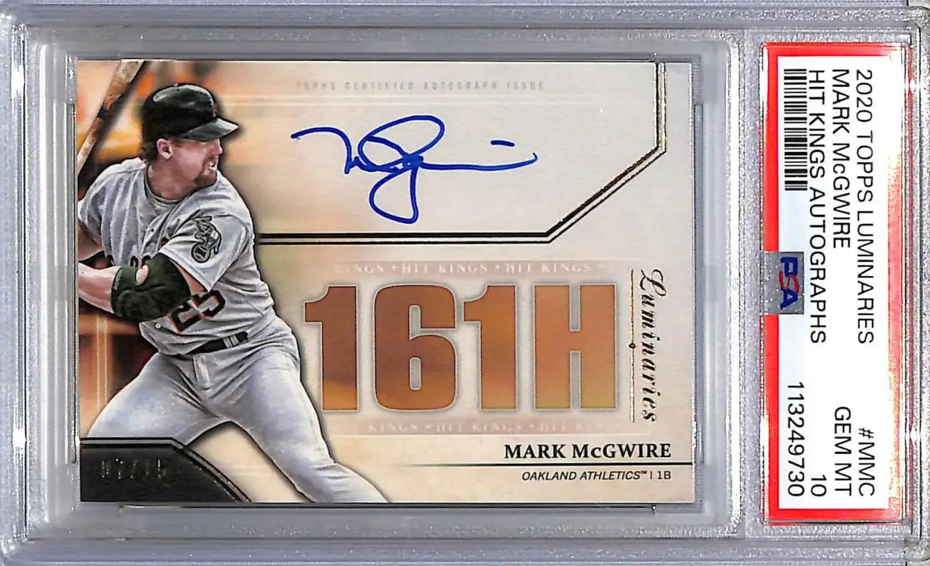 Autographed Mark McGwire baseball card from 2020 Topps Luminaries Hit Kings series
