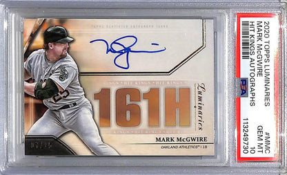 Autographed Mark McGwire baseball card from 2020 Topps Luminaries Hit Kings series