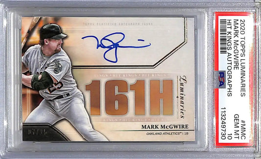 Autographed Mark McGwire baseball card from 2020 Topps Luminaries Hit Kings series