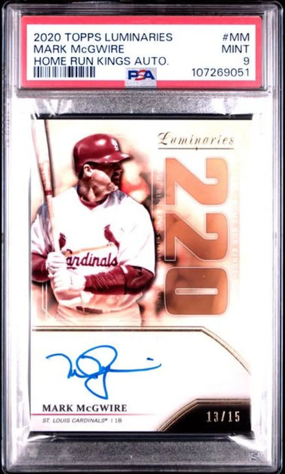 Graded Mark McGwire autographed baseball card from 2020 Topps Luminaries Home Run Kings