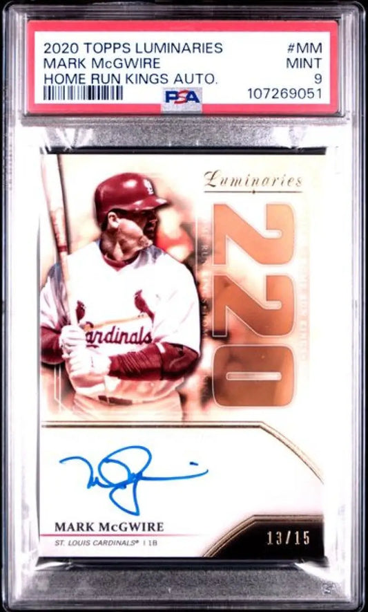 Graded Mark McGwire autographed baseball card from 2020 Topps Luminaries Home Run Kings