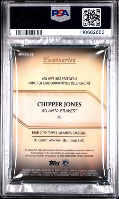 Graded Chipper Jones Topps Luminaries Home Run Kings baseball card PSA 10 GEM MINT