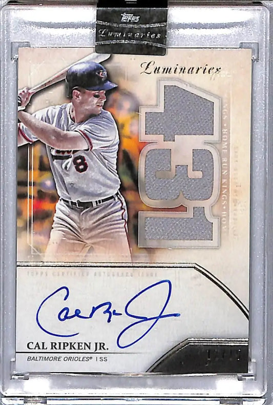 Cal Ripken Jr. autographed baseball card from 2020 Topps Luminaries Baltimore Orioles