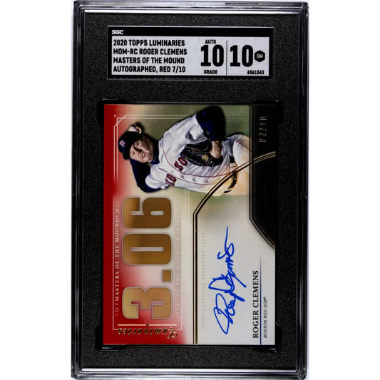 2020 Topps Luminaries Masters of the Mound Red #MOM-RC Roger Clemens SGC 10 Gem Auto /10 Boston Red Sox Baseball Card