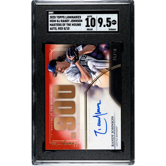 2020 Topps Luminaries Masters of the Mound Red #MOM-RJ Randy Johnson SGC 9.5 MINT+ Auto 5/10 Seattle Mariners Baseball Card