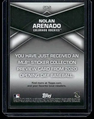 2020 Topps MLB Sticker Collection Preview Nolan Arenado #SP-5 Baseball - Sticker Collection