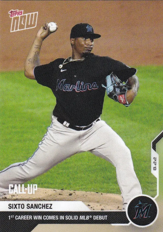 Sixto Sanchez baseball card from 2020 TOPPS NOW showcasing Miami Marlins star player