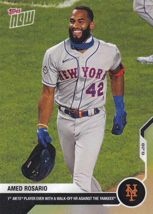 Amen Rosario New York Mets player card 2020 TOPPS NOW trading cards jersey number 42