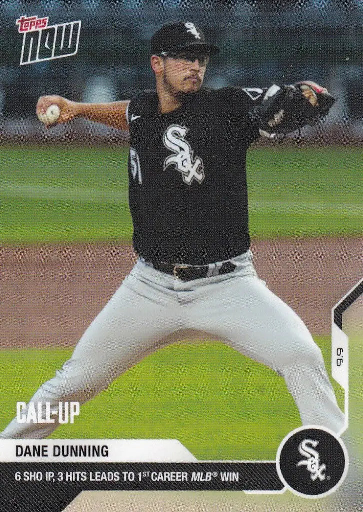 Dane Dunning Chicago White Sox player mid-pitch on 2020 TOPPS NOW baseball card