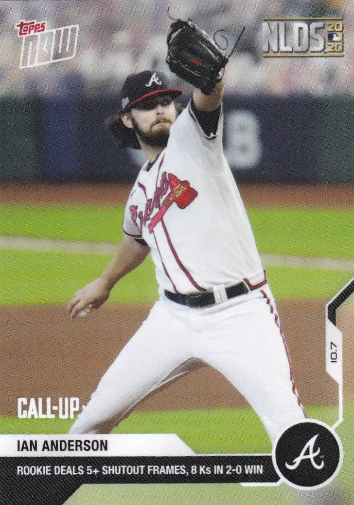 Ian Anderson baseball card from 2020 TOPPS NOW featuring Atlanta Braves pitcher